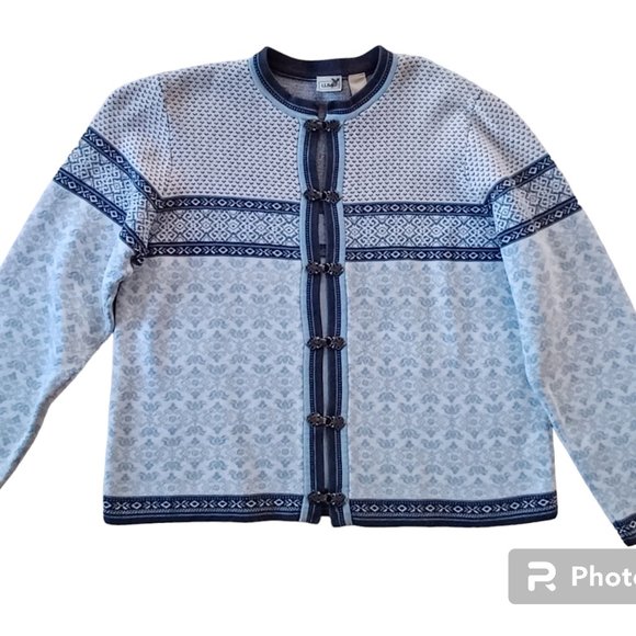 L.L. Bean Nordic Cardigan Sweater with Pewter clasps - Picture 2 of 3